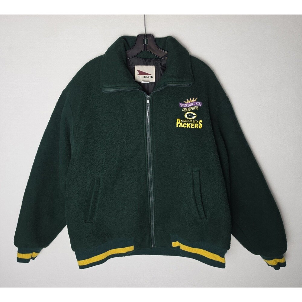 VTG Green Bay Packers Superbowl XXXI Champions Fleece Jacket Coat Mens Large